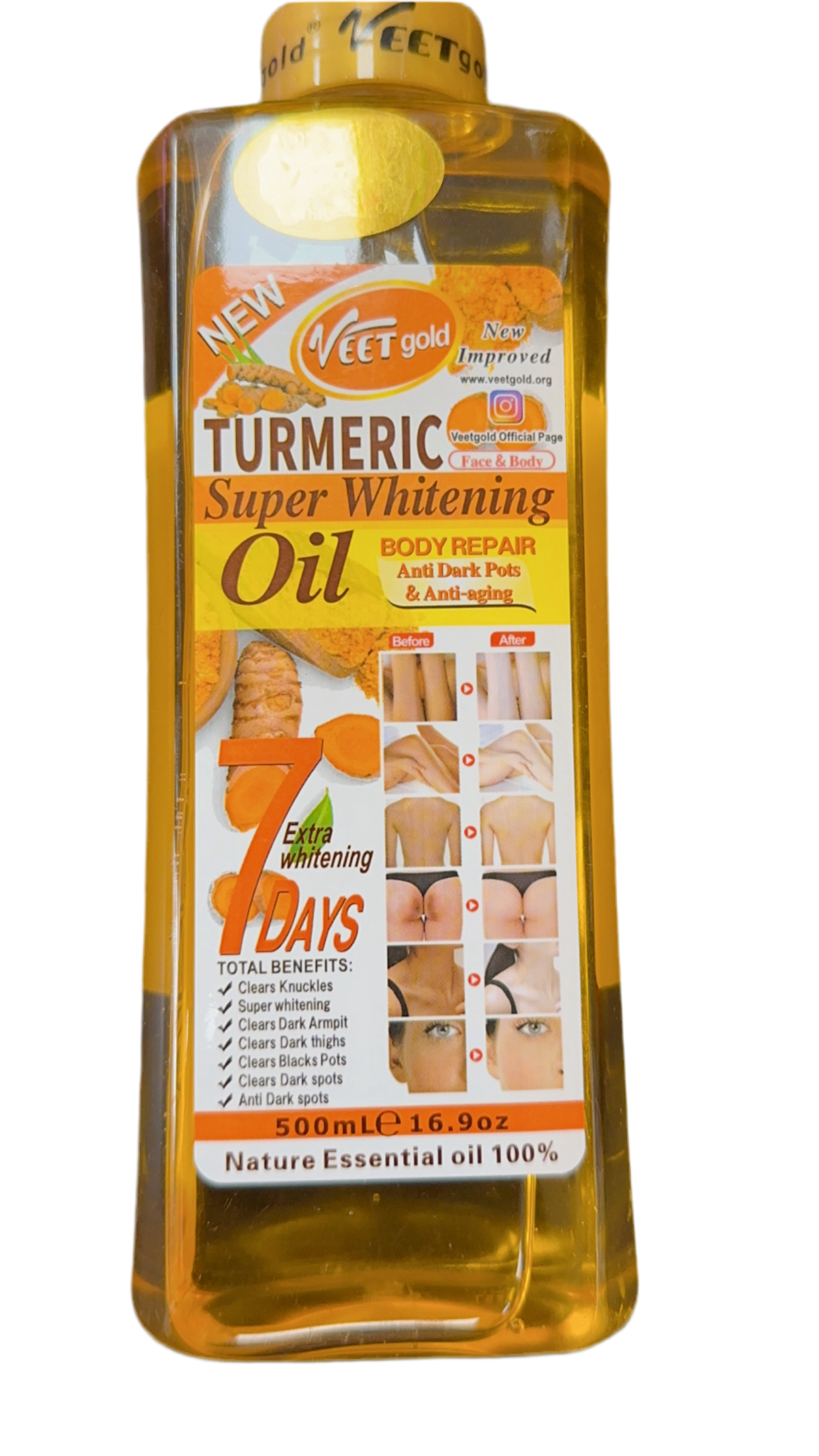Original Veetgold Body Oil, Soft 7 Turmeric Body Oil, Veetgold Tumeric super Body Oil, Veetgold Retinol Body Oil Vitamin C 7days, Veetgold Vit C Body Corrector Oil (Turmeric),Almond Super Whitening Body Repair oil