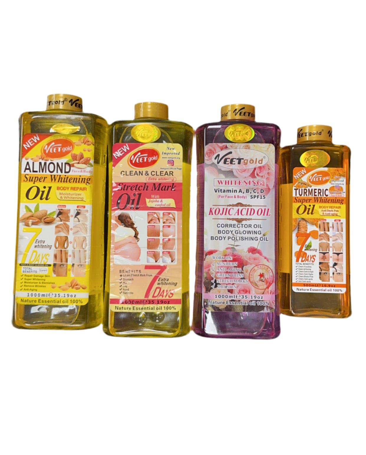Original Veetgold Body Oil, Soft 7 Turmeric Body Oil, Veetgold Tumeric super Body Oil, Veetgold Retinol Body Oil Vitamin C 7days, Veetgold Vit C Body Corrector Oil (Turmeric),Almond Super Whitening Body Repair oil